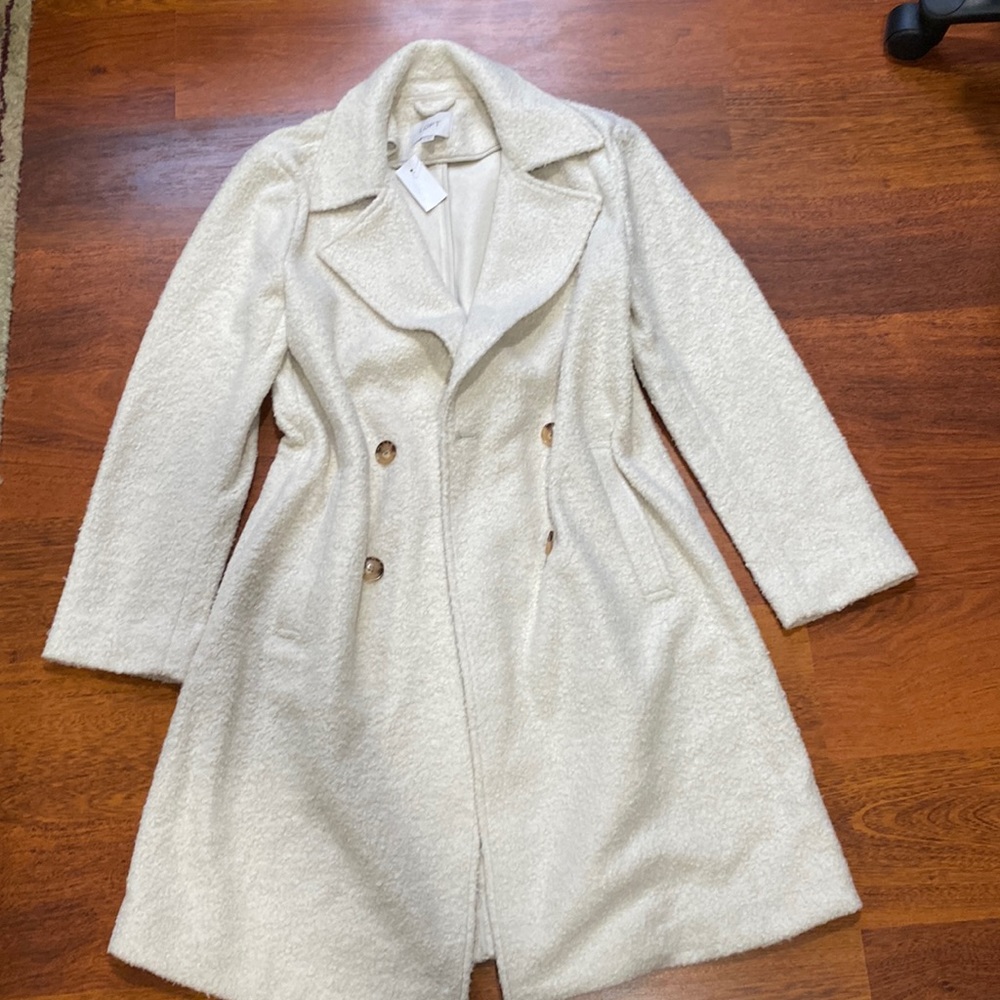 Loft Off-White Double Breasted Coat
